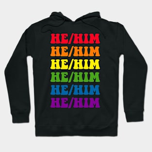 He/Him Retro Rainbow Font Hoodie